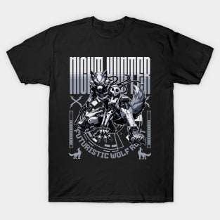 Wolf Night Hunter Sci-fi Job Future Mecha Animals Robot T-Shirt